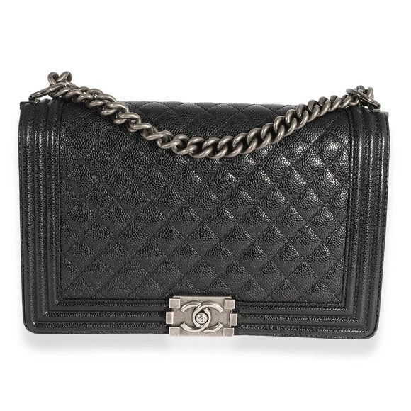 Chanel Black Quilted Caviar Medium Boy Bag - Picture 1 of 8